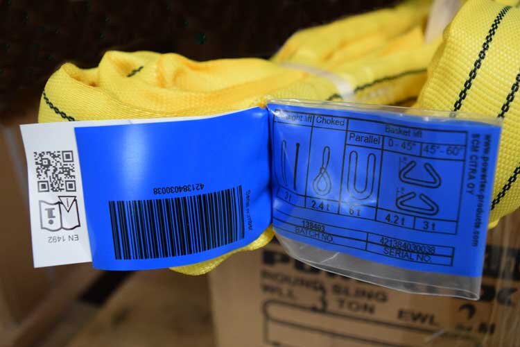 Color coding on textile lifting slings CERTEX Denmark